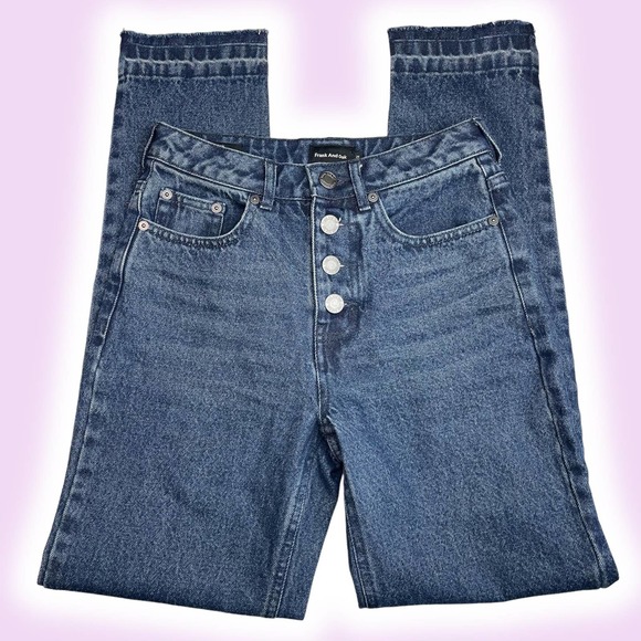 FRANK & OAK The Stevie Tapered Button Fly Jean Sz 24 Raw Hem - Picture 1 of 8